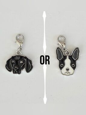 Dog Zipper Pull Collar or Bag Charm Boston Terrier or Pointer / Lab